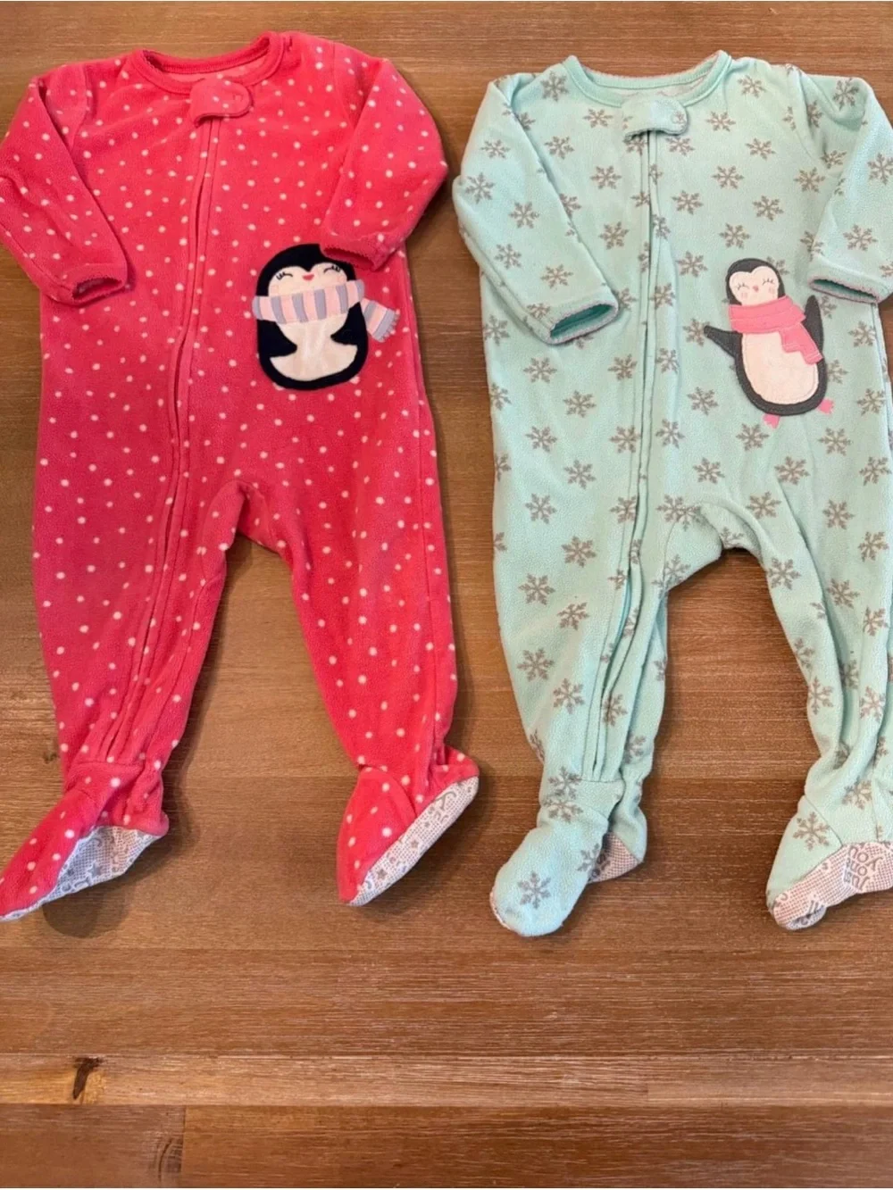 Five 12 Month Carter's Fleece Footed Pajama Bundle